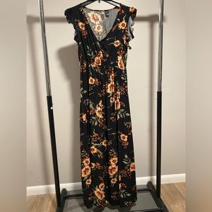 SheIn floral empire waist slit dress